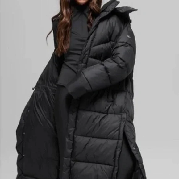 NWT Women's Alo Gold Rush Trench Black Puffer Coat - Picture 4 of 14